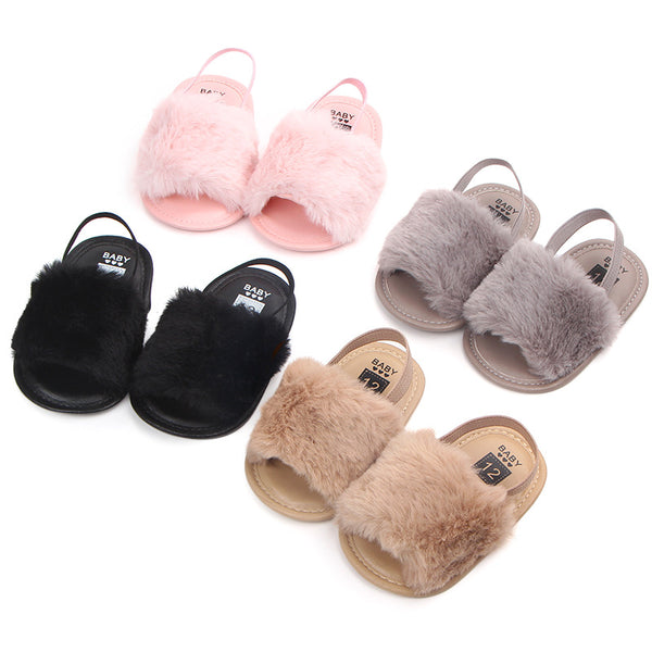 Infant fluffy hot sale sliders